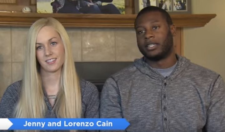 Lorenzo Cain with his wife Jenny Cain