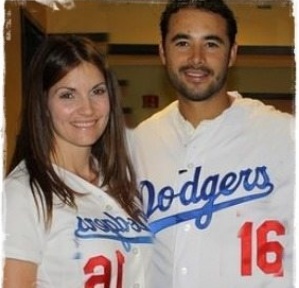 Andre Ethier and his wife Maggie pose for a portrait while attending, WireImage