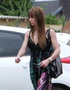 Leah Skye Malan, girlfriend of Oscar Pistorius, leaving a salon in her hometown of Potchefstroom, South Africa.