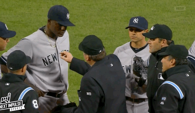Michael Pineda ppine tar on neck ejected from game
