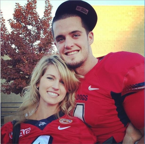 Derek Carr, the former Fresno State player is the quarterback generating the most buzz in the days prior to the draft, and with him comes his pretty wife Heather Neel aka Heather Carr #derekcarr #heatherneel #heathercarr #2014nfldraft #fresnostate @fabwags