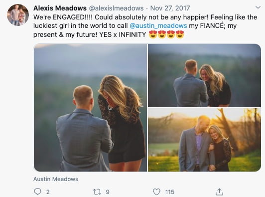 Austin Meadows with his wife Alexis Meadows